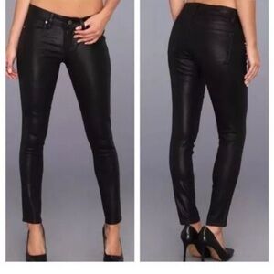 PAIGE Peg Skinny Pandora Coated Black Jeans Sz 27